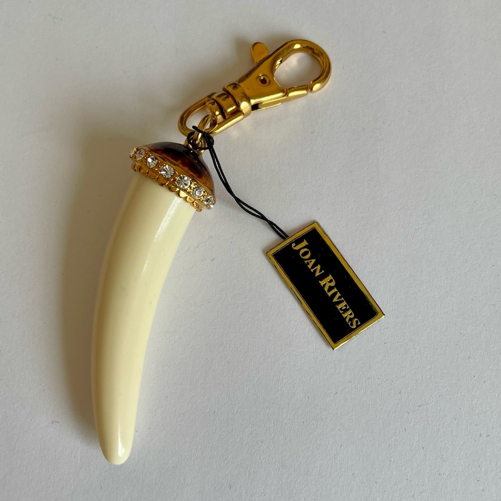Vintage Joan Rivers Lucky Italian Horn Purse Charm Swarovski Crystals